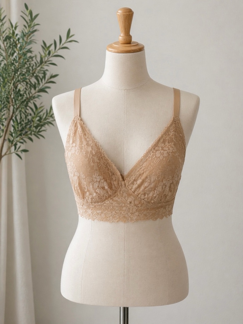 NWT Lace Bralette XXL Nude Wireless Bra No Boundaries